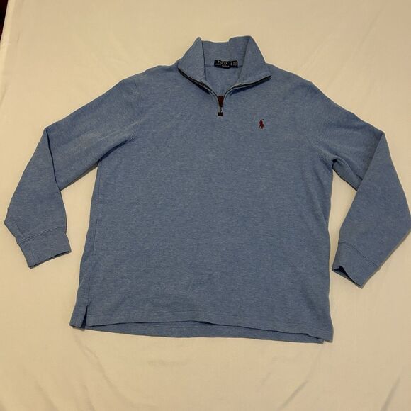 Polo Ralph Lauren Quarter Zip Pullover Light Blue 100% Cotton - Mens XL - Picture 2 of 13